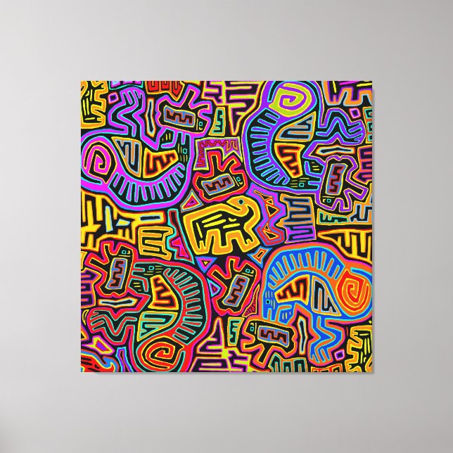 Impressão Em Tela Colagem da Ilha de San Blas Mola (Frente)