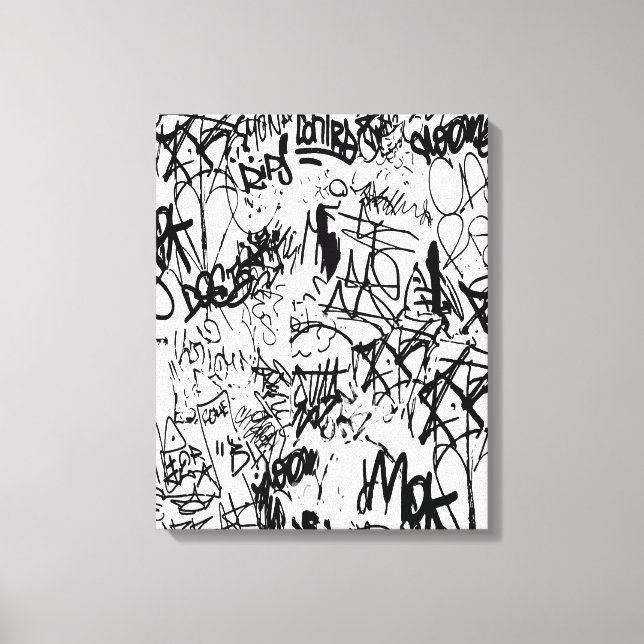 Impressão Em Tela Colagem de Abstrato preto e branco (Frente)