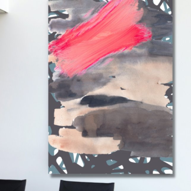 Impressão Em Tela Colagem de Abstrato Vermelha por Cinza de Impressã (Criador carregado)