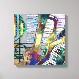 Impressão Em Tela Colagem de Arte de Abstrato - mídia mista #1