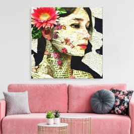 Impressão Em Tela Colagem de Arte de Mulheres bonito