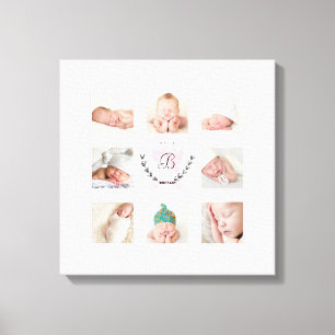 IMPRESSÃO EM TELA COLAGEM DE FOTOGRAFIA DE GAROTA DE BEBÊ PERSONALIZ