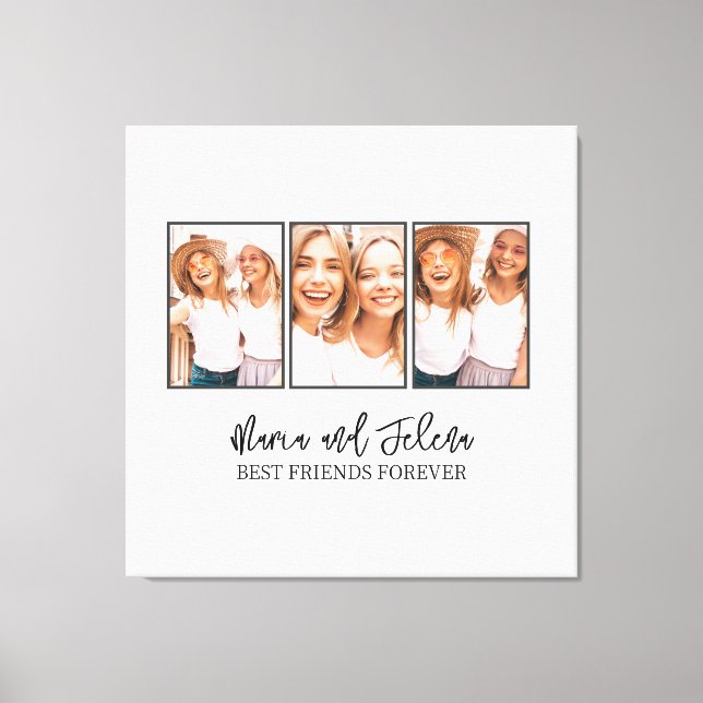 Impressão Em Tela Colagem de Fotografias BFF de Melhores Amigos (Frente)