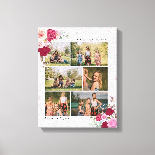 Impressão Em Tela Colagem de Fotografias Botânica Branca Suave Mãe 6 (Frente)