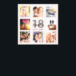 Impressão Em Tela Colagem de fotografias com o nome dourado do rosa<br><div class="desc">Um único presente de aniversário de 18 anos ou guarda-o, celebrando a sua vida com uma colagem de 8 das suas fotos. Adicione imagens de sua família, amigos, animais de estimação, hobbies ou destino de viagem de sonho. Personalize e adicione um nome, 18 anos e uma data. Cinzas e letras...</div>