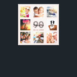 Impressão Em Tela Colagem de fotografias com o nome dourado do rosa<br><div class="desc">Um único presente de aniversário de 90 ou guardiã, celebrando sua vida com uma colagem de 8 fotos suas. Adicione imagens de sua família, amigos, animais de estimação, hobbies ou destino de viagem de sonho. Personalize e adicione um nome, 90 anos e uma data. Cinzas e letras pretas. Um fundo...</div>