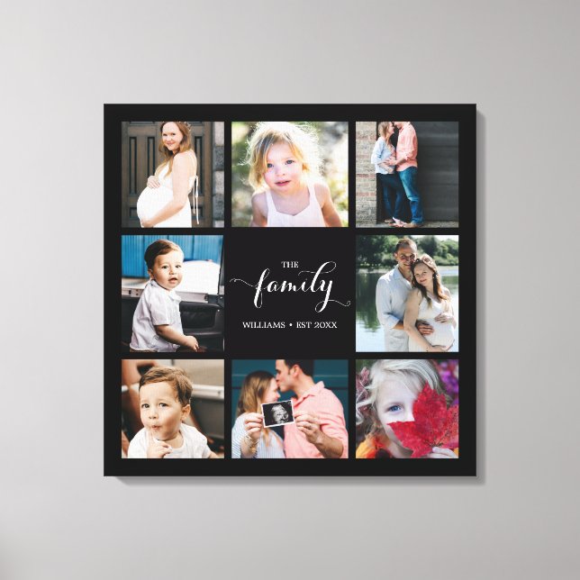 Impressão Em Tela Colagem de Fotografias da Família 8 Personalizada (Frente)