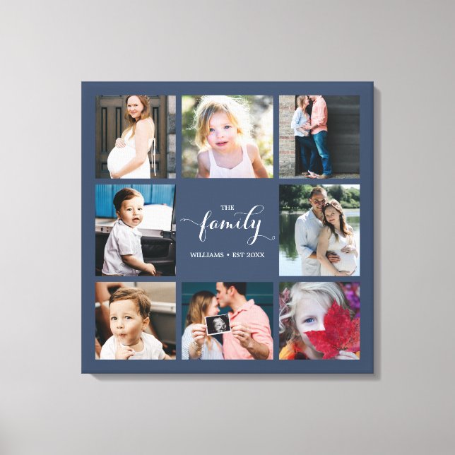 Impressão Em Tela Colagem de Fotografias da Família 8 Personalizada (Frente)