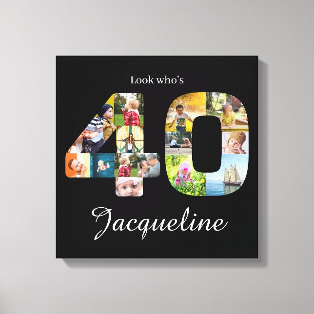 Impressão Em Tela Colagem de Fotografias de aniversário de 40 anos (Frente)