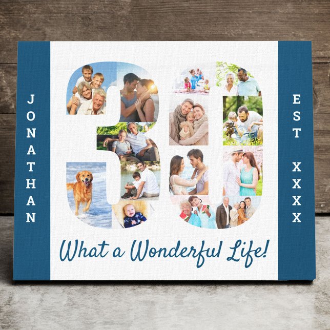 Impressão Em Tela Colagem de Fotografias definida no Número 30 Azul  (Criador carregado)