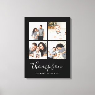 Impressão Em Tela Colagem de Fotografias do Monograma da Família Mod