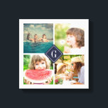 Impressão Em Tela Colagem de Fotografias do Monograma do marinho<br><div class="desc">Poster personalizado com monograma personalizado e colagem quadrada de 4 fotos que fazem fronteira com seu monograma ou outro texto personalizado em um quadro de diamante. Clique em Personalizar para alterar texto, fontes e cores para criar um design exclusivo. Um presente perfeito para a família, amigos, casais, pais e avós...</div>