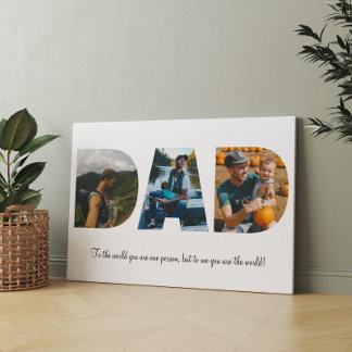 Impressão Em Tela Colagem de Fotografias do pai | Presente de Dia de