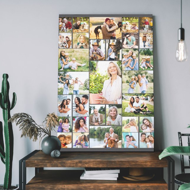 Impressão Em Tela Colagem de Fotografias Familiares 31 Cinzas Escura (Criador carregado)