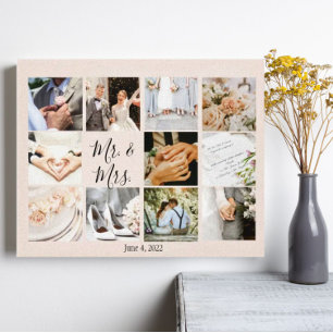 Impressão Em Tela Colagem de Fotografias Recém-casados Criam o seu p