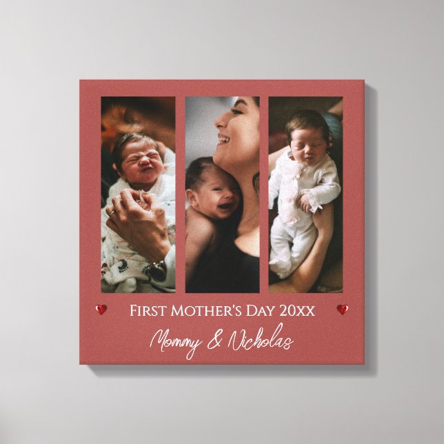 Impressão Em Tela Colagem de Fotografias Terracotta, Dia de as mães  (Frente)
