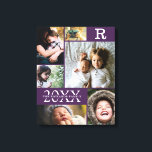 Impressão Em Tela Colagem de Fotos 6 da Família de Blocos de Cor Rox<br><div class="desc">Colagem de Fotos da Família 6 de Blocos de Cores Roxos Modernos - com sobrenome familiar personalizado, ano e letra inicial, tudo organizado em um layout elegante de grade. Este design moderno e elegante mostra 6 de suas próprias fotos lindamente. Disponível em várias cores para corresponder a qualquer decoração da...</div>