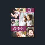 Impressão Em Tela Colagem de Fotos 6 da Família de Burgundy Moderna<br><div class="desc">Colagem Fotográfica da Família 6 do Burgundy Modern Burgundy - com sobrenome familiar personalizado, ano e letra inicial, tudo organizado em um layout elegante de grade. Este design moderno e elegante mostra 6 de suas próprias fotos lindamente. Disponível em várias cores para corresponder a qualquer decoração da sala. Faz um...</div>
