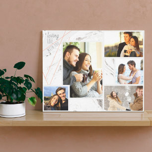 Impressão Em Tela Colagem de Fotos - Amando a Vida com Você - Mármor