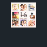 Impressão Em Tela Colagem de fotos com o nome rosa dourado doce 16<br><div class="desc">Um único presente de aniversário de 16 anos ou guardo, celebrando sua vida com uma colagem de 8 fotos. Adicione imagens de sua família, amigos, animais de estimação, hobbies ou destino de viagem de sonho. Personalize e adicione um nome, 16 anos e uma data. Cinzas e letras pretas. Um fundo...</div>