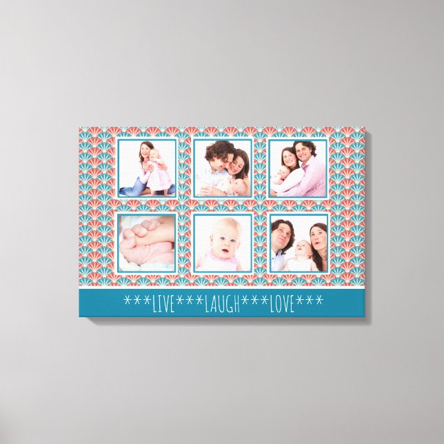 Impressão Em Tela Colagem de Fotos com Padrão de Leque Decorativo (Frente)