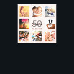 Impressão Em Tela Colagem de fotos com rosa de nome de aniversário<br><div class="desc">Um presente ou guardiã único de 50 anos (ou qualquer idade), celebrando sua vida com uma colagem de 8 fotos. Adicione imagens de sua família, amigos, animais de estimação, hobbies ou destino de viagem de sonho. Personalize e adicione um nome, 50 anos e uma data. Cinzas e letras pretas. Um...</div>