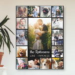 Impressão Em Tela Colagem de Fotos da Família 15 Imagens   Nome Pret<br><div class="desc">Mostre a sua família ou memórias de casamento com esta bela design de colagem fotográfica. Este design inclui uma grande foto central vertical, juntamente com 2 fotos verticais menores e 12 fotos quadradas no estilo Instagram. Adicione seu nome em cinzas muito leves. As palavras "Amor - Felicidade" também podem ser...</div>