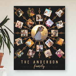 Impressão Em Tela Colagem de Fotos da Família 21 Imagens Preto Doura