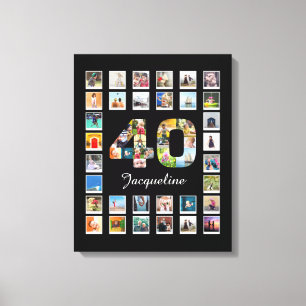 Impressão Em Tela Colagem de Fotos da Família aniversário de 40 anos