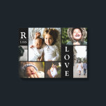 Impressão Em Tela Colagem de Fotos da Família de Blocos de Cor Preta<br><div class="desc">Foto da Família de Blocos de Cor Negra de Amor Moderno Colagem Natal e Arte de Parede de Canvas de Ano Novo - com Palavra de Amor personalizada, sobrenome de família, ano e letra inicial, tudo organizado em um layout elegante de grade. Este design moderno e elegante mostra 6 de...</div>