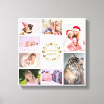 Colagem de Fotos da Família em Ouro Elegante para 