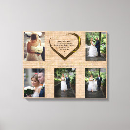 Impressão Em Tela Colagem de Fotos de Casamento Rustico Hessian Cora