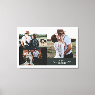 Impressão Em Tela Colagem de Fotos de Casamento Rústico Moderno Mono