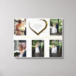 Impressão Em Tela Colagem de Fotos de Casamento Rústico Simples Cita
