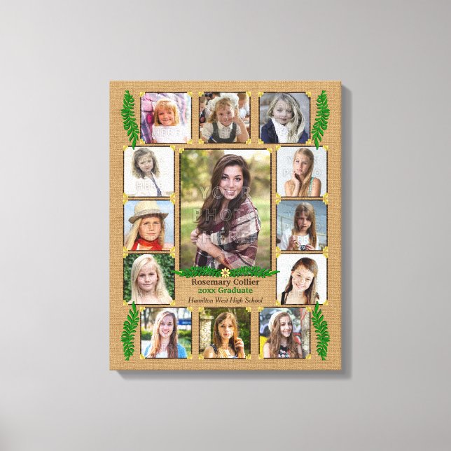 Impressão Em Tela Colagem de Fotos de Graduação de segundos graus |  (Frente)