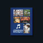 Impressão Em Tela Colagem de Fotos de Música da Orquestra de Bandas<br><div class="desc">Esta banda de design de imagem de marchagem personalizada ou de orquestra apresenta as suas fotografias carregadas, notas musicais e duas linhas de texto personalizado. Adicione o nome do músico, a banda ou o nome da orquestra ou qualquer texto que você queira. Mude a cor de fundo para corresponder às...</div>