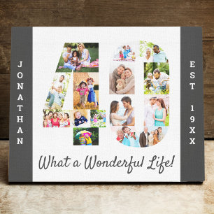 Impressão Em Tela Colagem de Fotos definida no Número 40 Cinza Pers