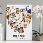 Impressão Em Tela Colagem de Fotos do Coração é onde está o Coração<br><div class="desc">Crie sua própria colagem fotográfica em forma de coração. A design é escrita com as palavras "casa é onde está o coração" e o modelo de foto é configurado para você adicionar 20 das suas fotos favoritas. Suas fotos são exibidas no estilo quadrado instagram com quadros de fotos instantâneas retrorados....</div>