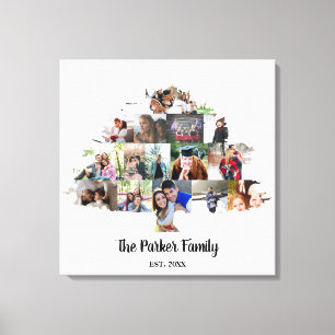 Impressão Em Tela Colagem de fotos em árvore da família
