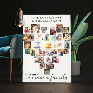 Impressão Em Tela Colagem de Fotos em Forma de Coração Personalizada