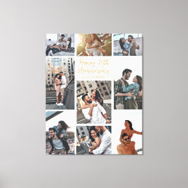 Impressão Em Tela Colagem de Fotos Moderna do Aniversário Personaliz
