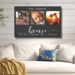 Impressão Em Tela Colagem de Fotos Moderna Não é apenas um lugar<br><div class="desc">Esta surpreendente arte na parede da canvas mostra uma bela colagem de fotos com três quadros mostrando memórias queridas, enfeitiçadas com a mensagem sentida, "Casa, não apenas um lugar, mas um sentimento." O elegante design preto-e-branco, combinado com um belo roteiro e a tipografia do impressão, cria uma peça sofisticada e...</div>