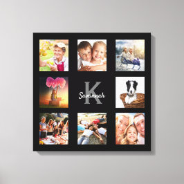 Impressão Em Tela Colagem de fotos monograma de família preto único