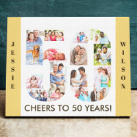 Colagem de Fotos Número 50 Neutro Aniversário de 5