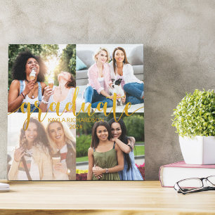 Impressão Em Tela Colagem de Fotos Personalizada 4 Dourado Graduado