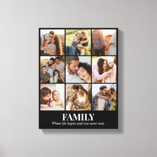 Impressão Em Tela Colagem de Fotos Personalizada 9 Fotos Grade 11x14