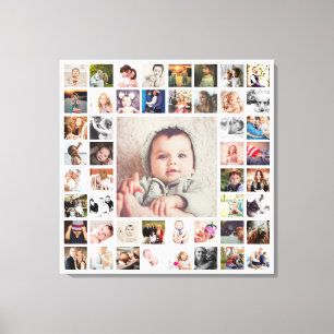 Impressão Em Tela Colagem de Fotos Personalizada de Memórias da Fam