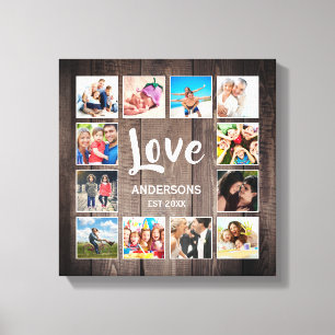 Impressão Em Tela Colagem de Fotos Personalizadas Amor Família Casa 