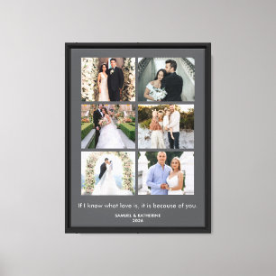 Impressão Em Tela Colagem de Fotos Personalizadas de Casamento