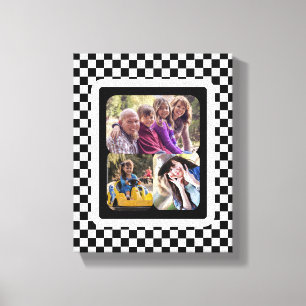 Impressão Em Tela Colagem de Fotos Preta e Branca